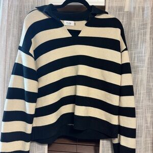 Black and Cream Striped Women's Sweater